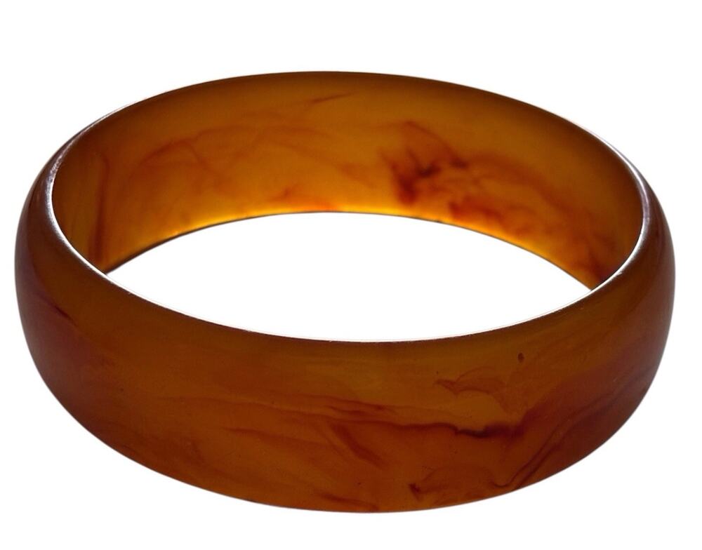 Root Beer Tortoise Bakelite Bangle Bracelet Tested 27g Vintage Jewelry